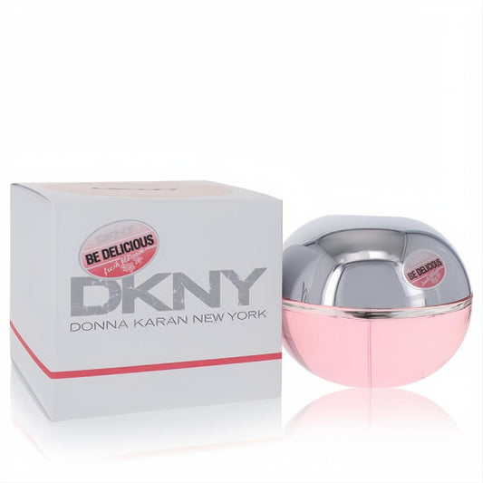 DKNY Be Delicious Fresh Blossom 3.4 oz Eau De Parfum. Chic pink & silver apple bottle with matching white box.