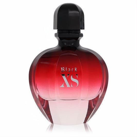 Black XS by Paco Rabanne 2.7 oz perfume. Captivating red gradient glass bottle with a sleek black cap.