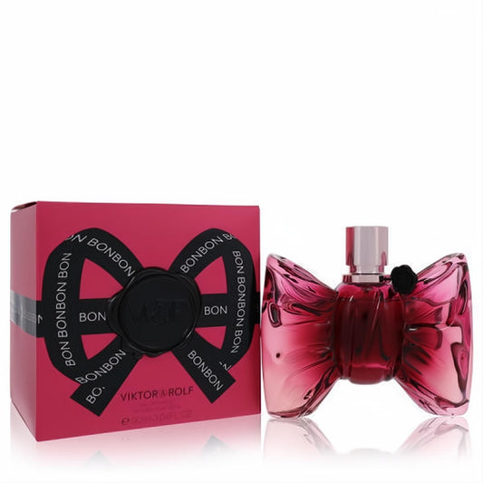 Luxurious Viktor & Rolf Bon Bon Eau de Parfum 3.04 oz, featuring an iconic pink bow bottle and vibrant matching gift box.
