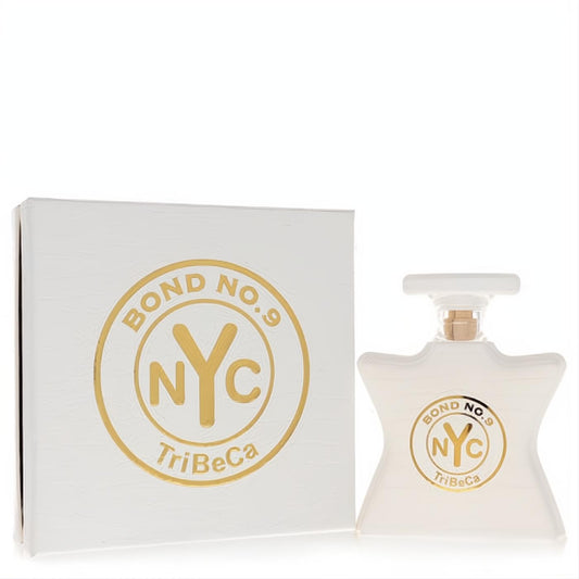Bond No. 9 Tribeca 3.3 oz unisex EDP. Iconic white star bottle with gold accents and matching elegant box.