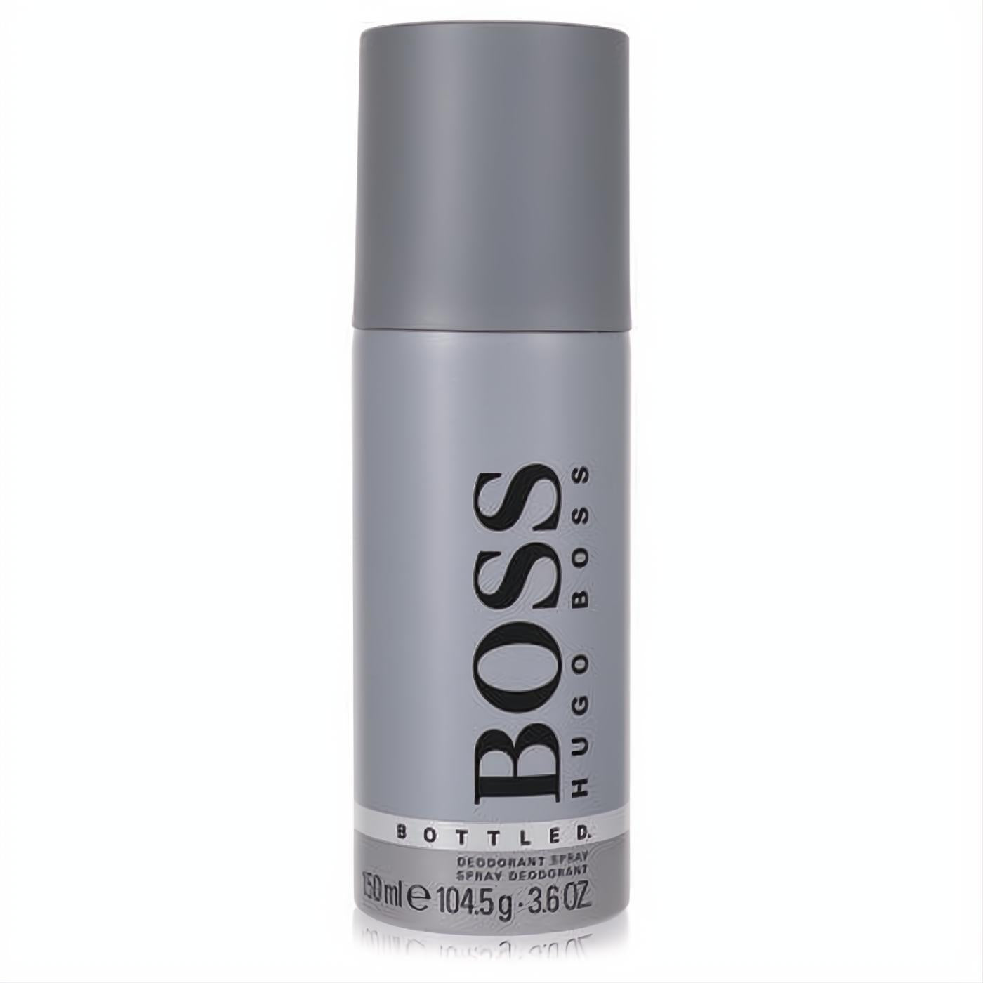 Elevate your scent with Boss No. 6 Bottled men's deodorant spray, 3.6 oz. Sleek gray metallic can, iconic BOSS logo.