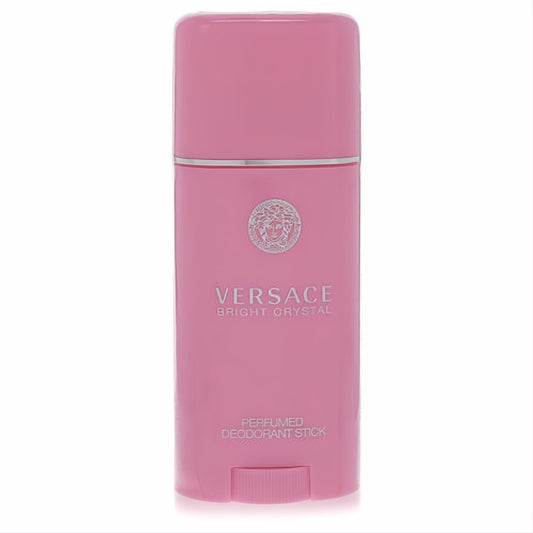 Vibrant Versace Bright Crystal 1.7 oz pink perfumed deodorant stick, featuring a sleek design and iconic silver Medusa logo.