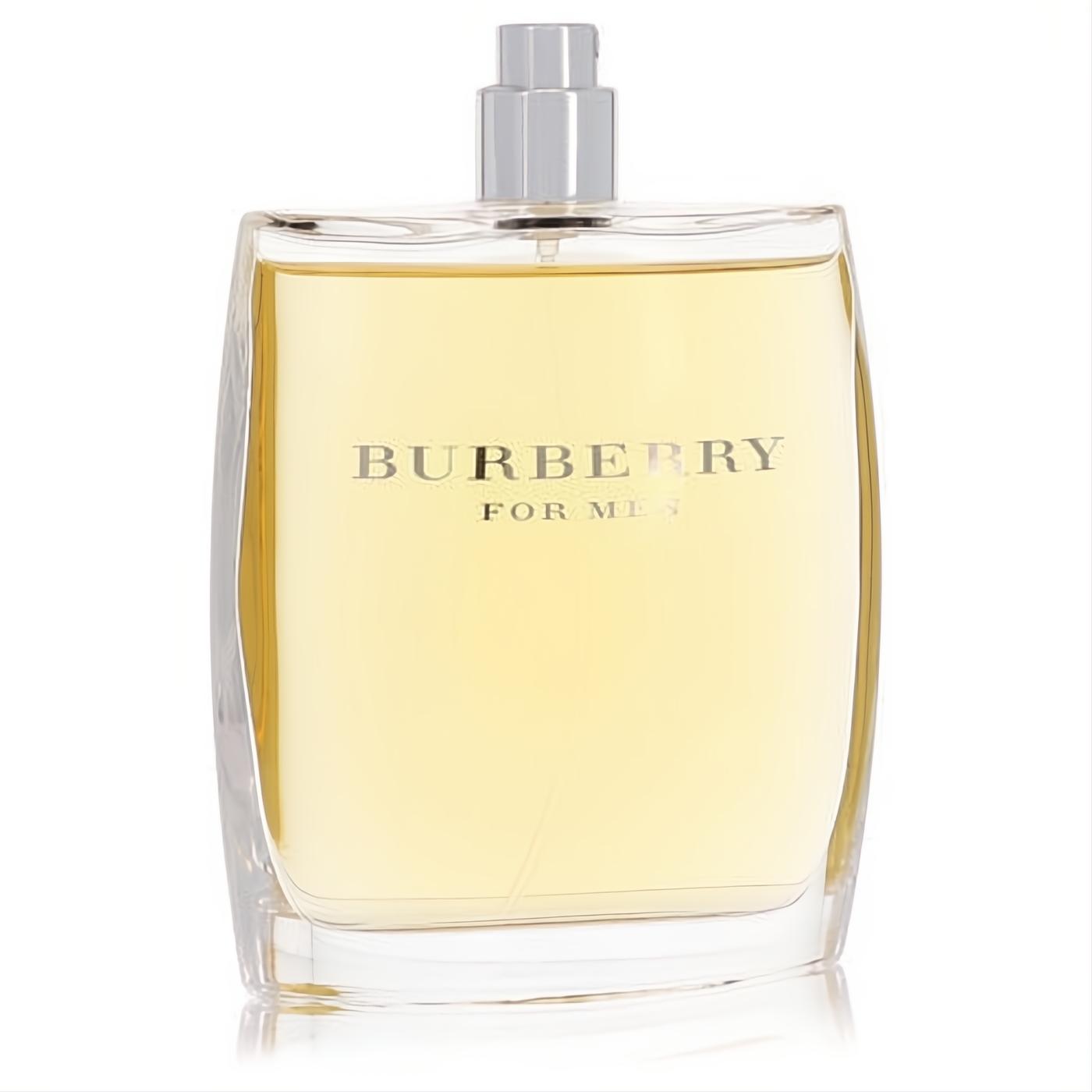 Elevate your style with Burberry For Men eau de toilette. Clear glass bottle, pale amber fragrance, sleek silver cap.