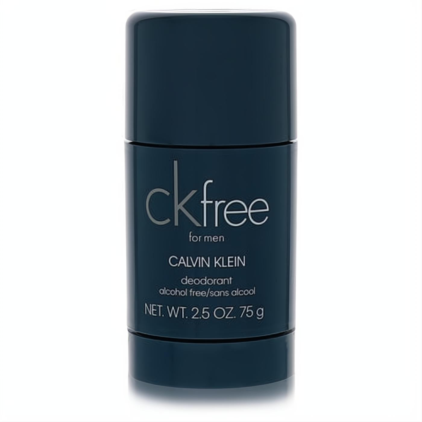 Sleek dark blue CK Free for Men deodorant stick, 2.5 oz. Experience fresh, alcohol-free confidence from Calvin Klein.