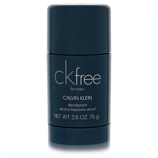 Sleek dark blue CK Free for Men deodorant stick, 2.5 oz. Experience fresh, alcohol-free confidence from Calvin Klein.