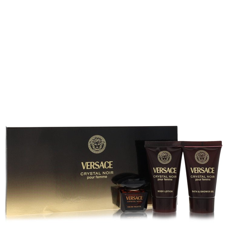 Crystal Noir by Versace - Gift Set -- .17 oz Mini EDT + .8 oz Shower Gel + .8 oz Body Lotion