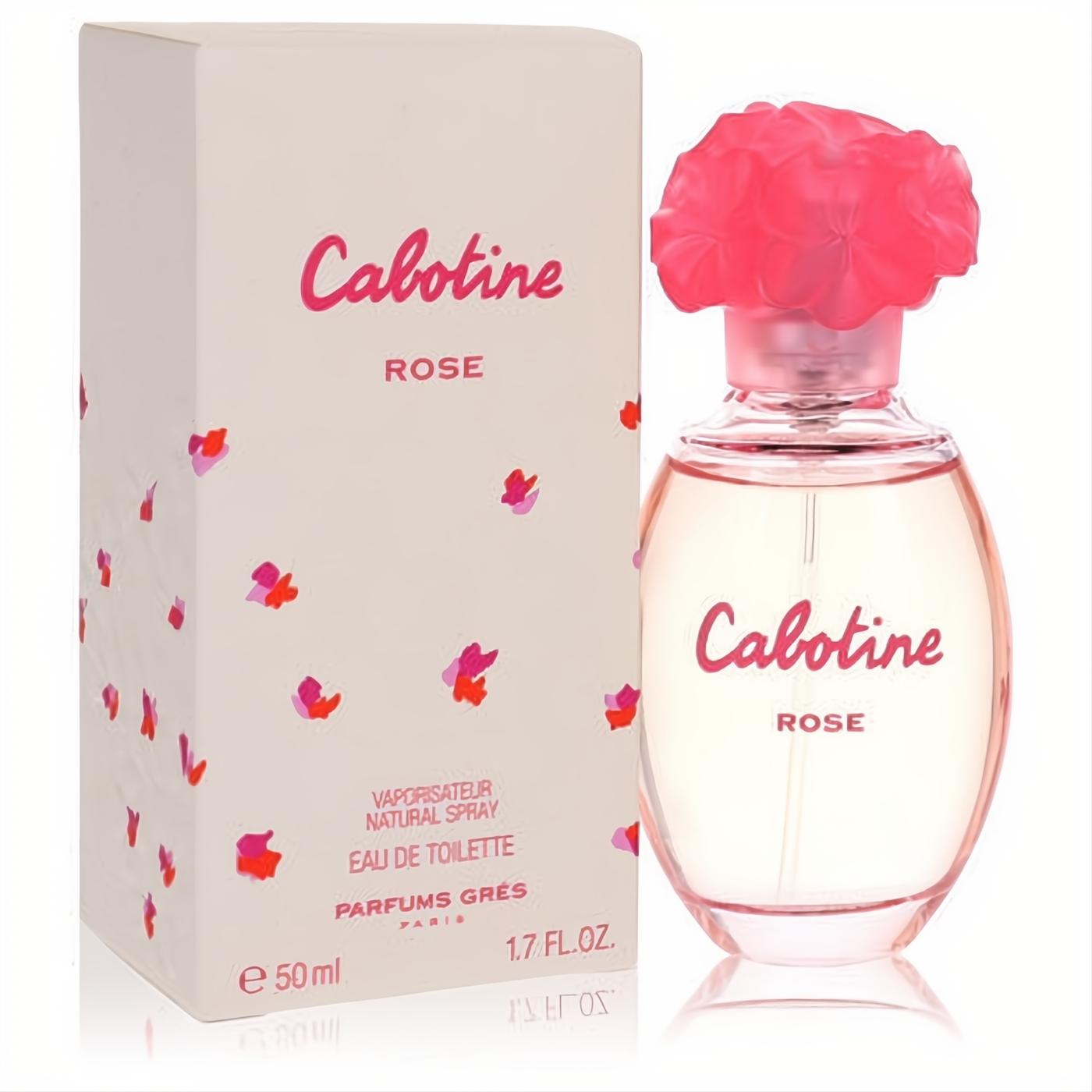 Elegant Cabotine Rose women's 1.7 oz EDT spray with clear bottle, light pink liquid, and vibrant rose cap.