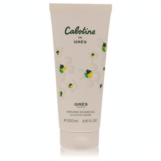 Luxurious Cabotine de Grès women's perfumed shower gel, 6.8 fl.oz. cream tube with elegant white and green floral design.