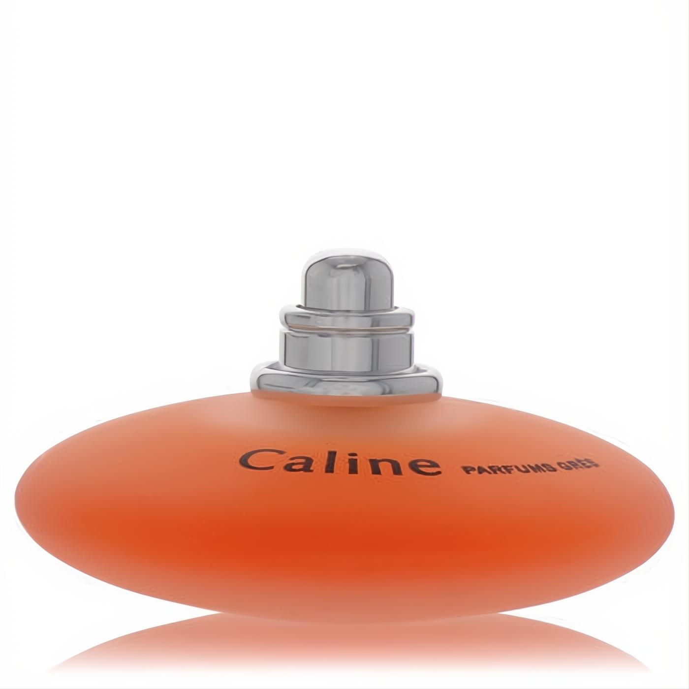 Caline Sweet Appeal 1.69 oz EDT tester. Chic orange frosted oval bottle by Parfums Gres, topped with a sleek silver cap.
