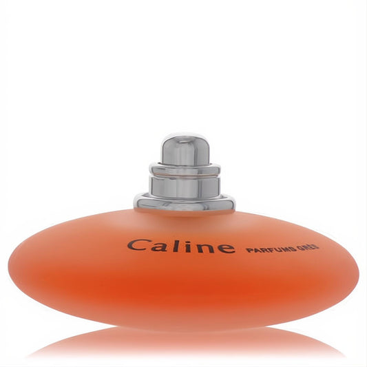 Caline Sweet Appeal 1.69 oz EDT tester. Chic orange frosted oval bottle by Parfums Gres, topped with a sleek silver cap.