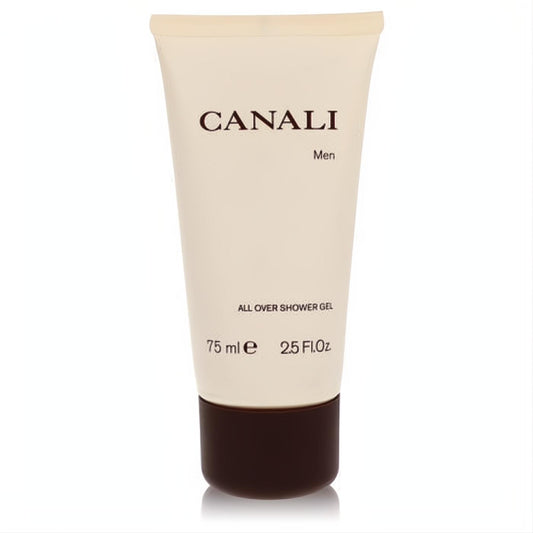 Canali Men's All Over Shower Gel, 2.5 oz, in a sophisticated cream and dark brown squeeze tube.
