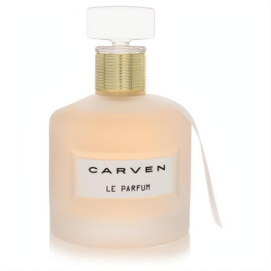 Carven Le Parfum women's 3.4 oz tester fragrance. Elegant frosted glass bottle with gold collar and clear cap.