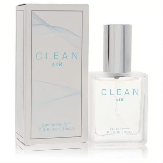 Clean Air by CleanEau .5 oz women's perfume. Elegant frosted glass bottle with sleek silver cap and matching white box.