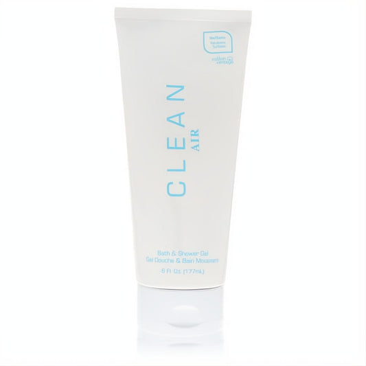 Sleek white 6 oz Clean Air Bath & Shower Gel tube with refreshing light blue text. Elevate your daily shower.