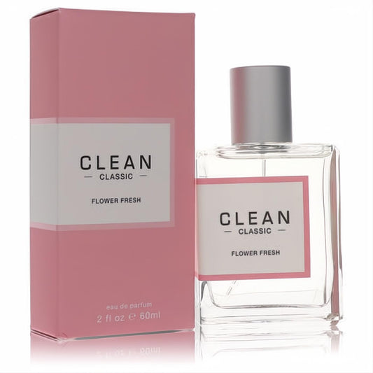 Discover Clean Classic Flower Fresh 2 oz EDP. Clear glass bottle with silver cap and chic pink box. Perfect for any collection.