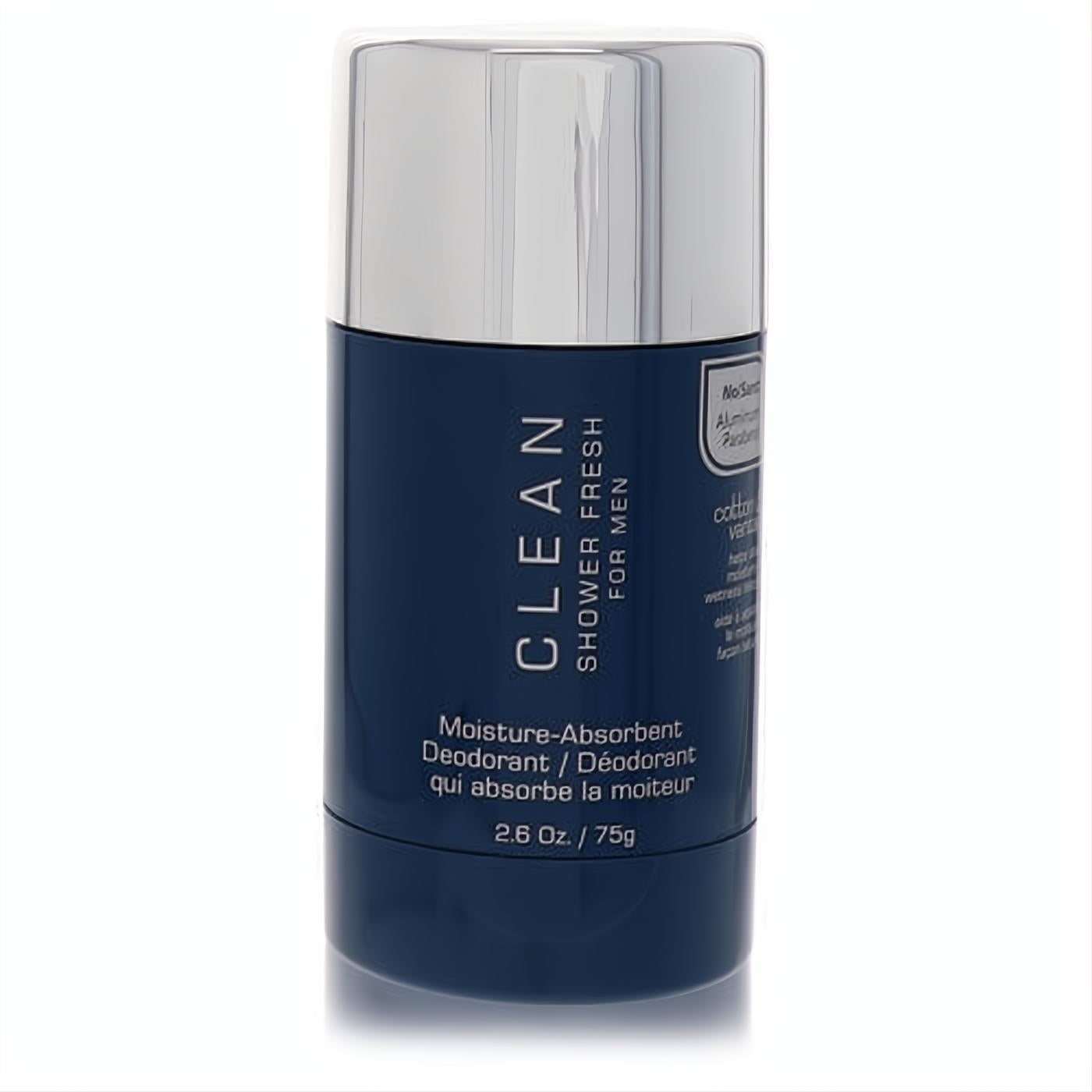 Experience lasting freshness with Clean Shower Fresh for Men 2.6 oz moisture-absorbent deodorant. Sleek navy stick, shiny silver cap.
