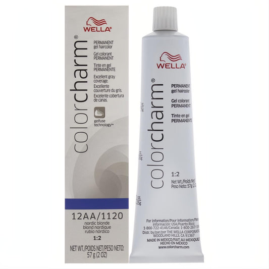 Wella Color Charm 12AA 1120 Nordic Blonde permanent hair color gel, 2 oz. Achieve stunning, long-lasting blonde.