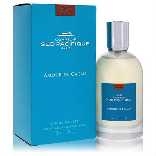 Comptoir Sud Pacifique Amour De Cacao 3.4 oz EDT. Clear glass bottle with silver cap, light blue box. An inviting women's fragrance.
