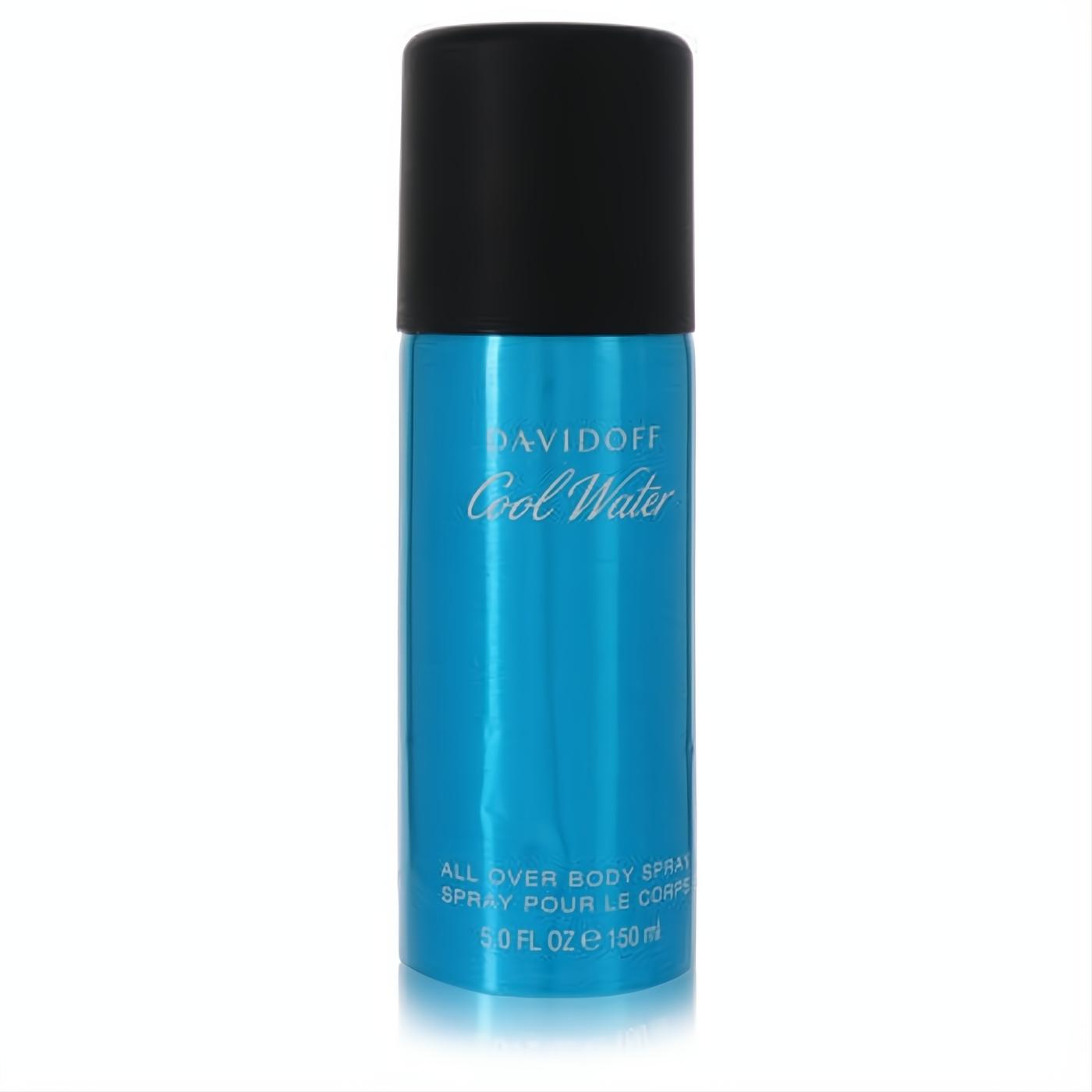 Elevate your scent with Davidoff Cool Water men's body spray. Sleek 5 oz blue metallic can, black cap.