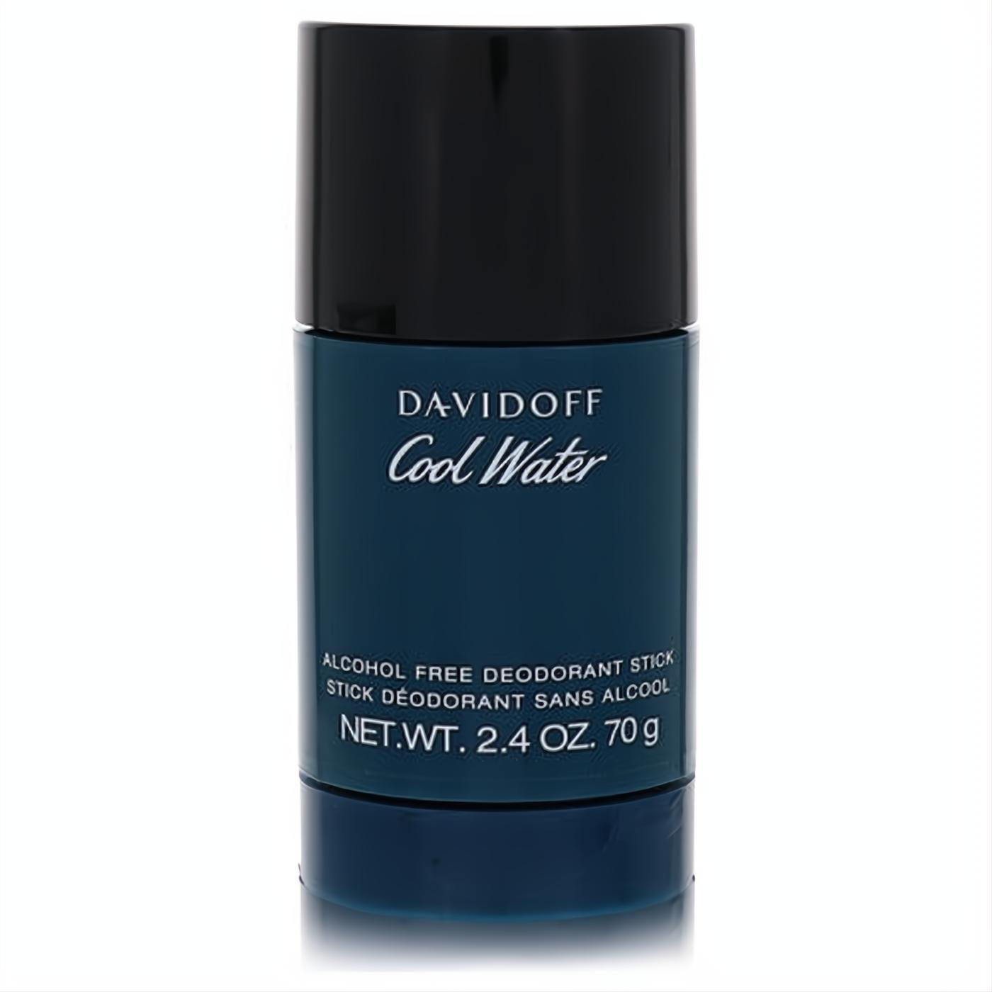 Davidoff Cool Water men's alcohol-free deodorant stick. Sleek blue 2.4 oz design ensures crisp, lasting freshness.