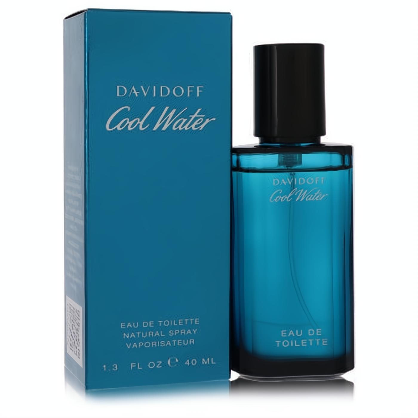 Davidoff Cool Water 1.3 oz men's Eau De Toilette. Refreshing blue bottle with black cap and matching vibrant box.