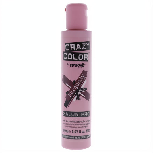 Transform your look with Crazy Color Salon Pro semi-permanent hair color, 61 Burgundy, 5.07 oz bottle.