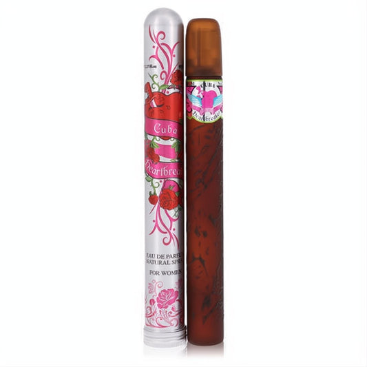 Unleash allure with Cuba Heartbreaker 1.17 oz EDP for women. Unique brown cigar-style bottle and vibrant floral-heart tube.