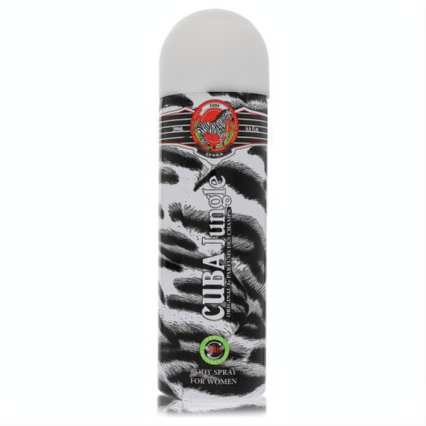 Unleash your wild side with Cuba Jungle Zebra 6.7 oz body spray. Bold black and white zebra print can with a sleek white cap.
