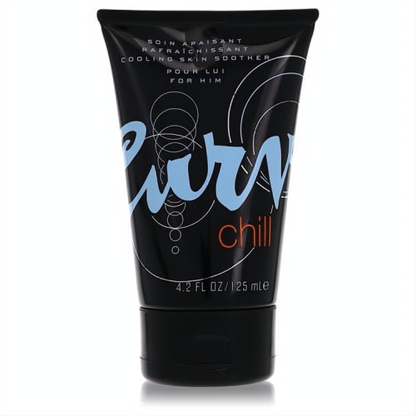 Curve Chill Cooling Skin Soother for Men, a sleek black 4.2 oz tube with vibrant blue and orange branding.