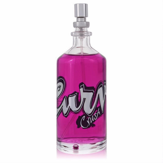 Experience Liz Claiborne Curve Crush 3.4 oz EDT tester. Clear bottle, vibrant magenta fragrance, sleek silver spray.