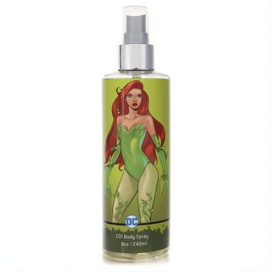 DC Comics Poison Ivy women's 8oz EDT Body Spray. Clear bottle, vibrant green label with iconic Poison Ivy art, silver cap.