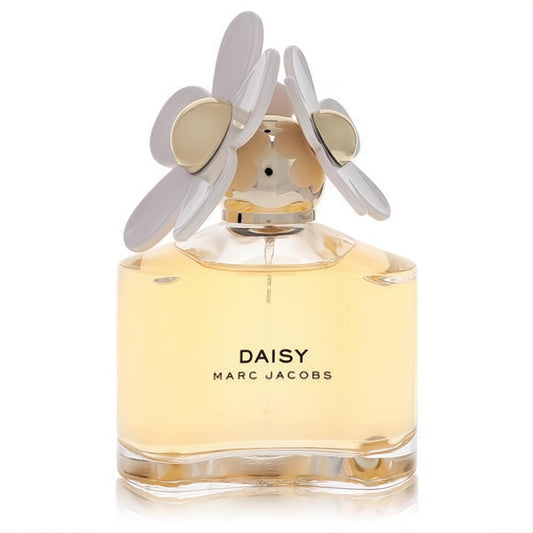 Marc Jacobs Daisy 3.4 oz women's Eau De Toilette. Clear bottle, light yellow fragrance, and signature white daisy cap.