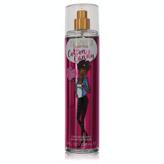 Indulge in Gale Hayman Delicious Cotton Candy 8 oz fragrance mist. Vibrant pink bottle, chic woman design, gold sprayer.