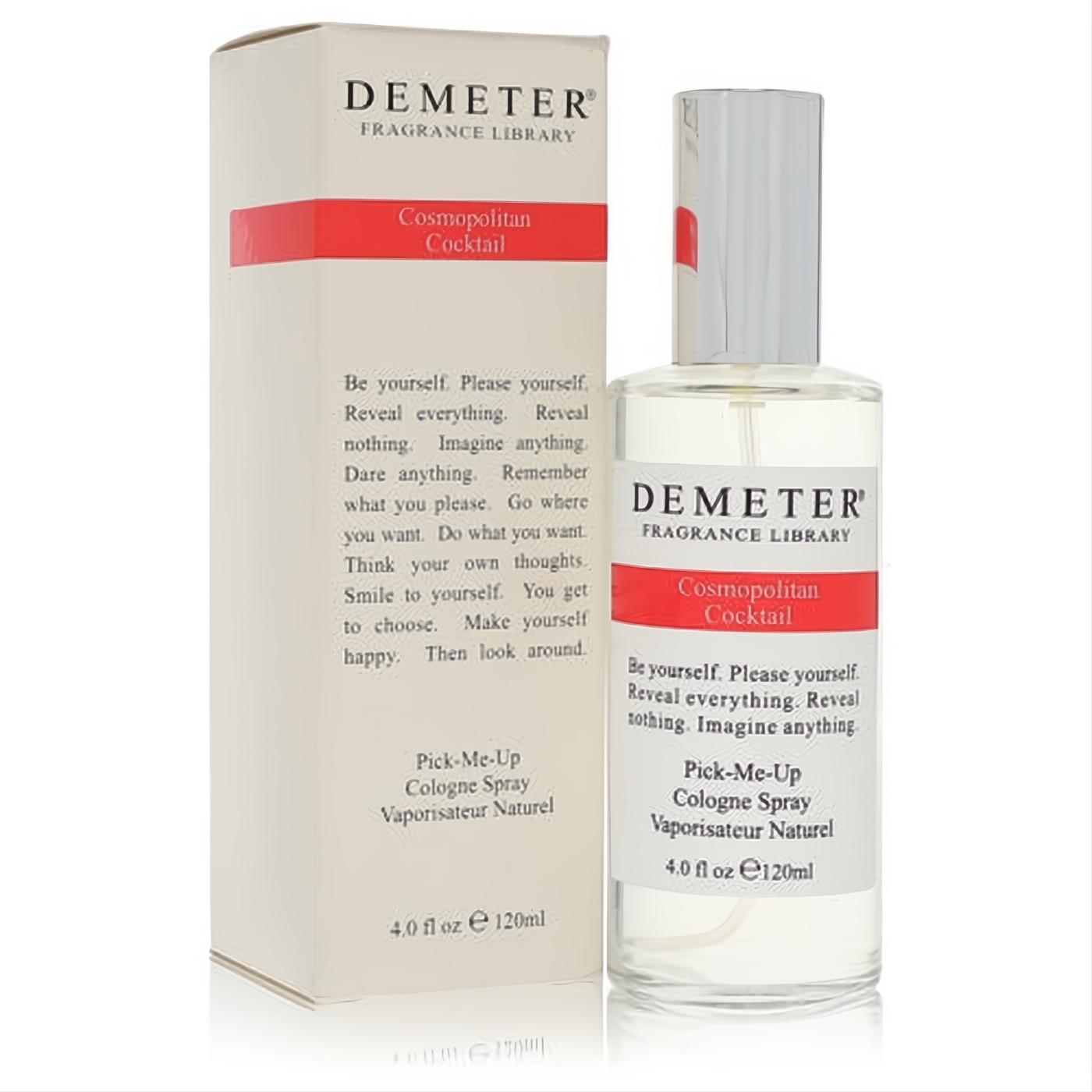 Demeter Cosmopolitan Cocktail 4 oz cologne spray and matching white box with red accents.