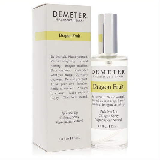 Demeter Dragon Fruit 4 oz cologne spray and box. Clear bottle, silver cap, yellow label.