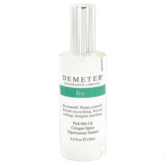 Demeter Ivy 4 oz cologne spray: sleek clear glass bottle, silver cap, and vibrant green label.
