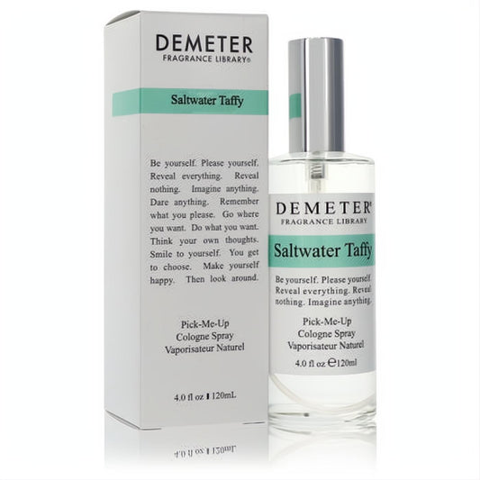 Sweet Demeter Saltwater Taffy 4 oz unisex cologne spray. Clear glass bottle with silver cap and elegant white box.