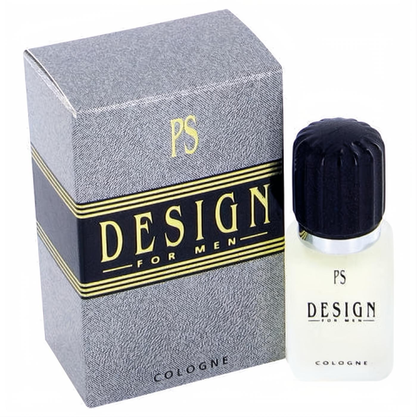 Paul Sebastian Design for Men .25 oz mini cologne. Clear bottle with black ridged cap and elegant gray, black, and gold textured box.