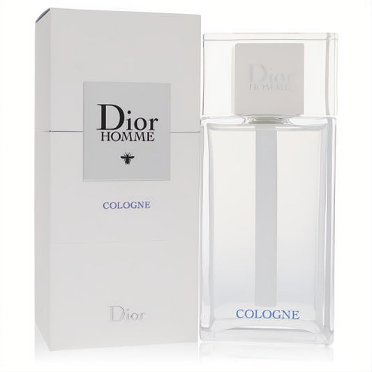 Dior Homme Cologne Spray for men, 6.8 oz. New 2020 packaging: sleek clear glass bottle, elegant white box with blue text.