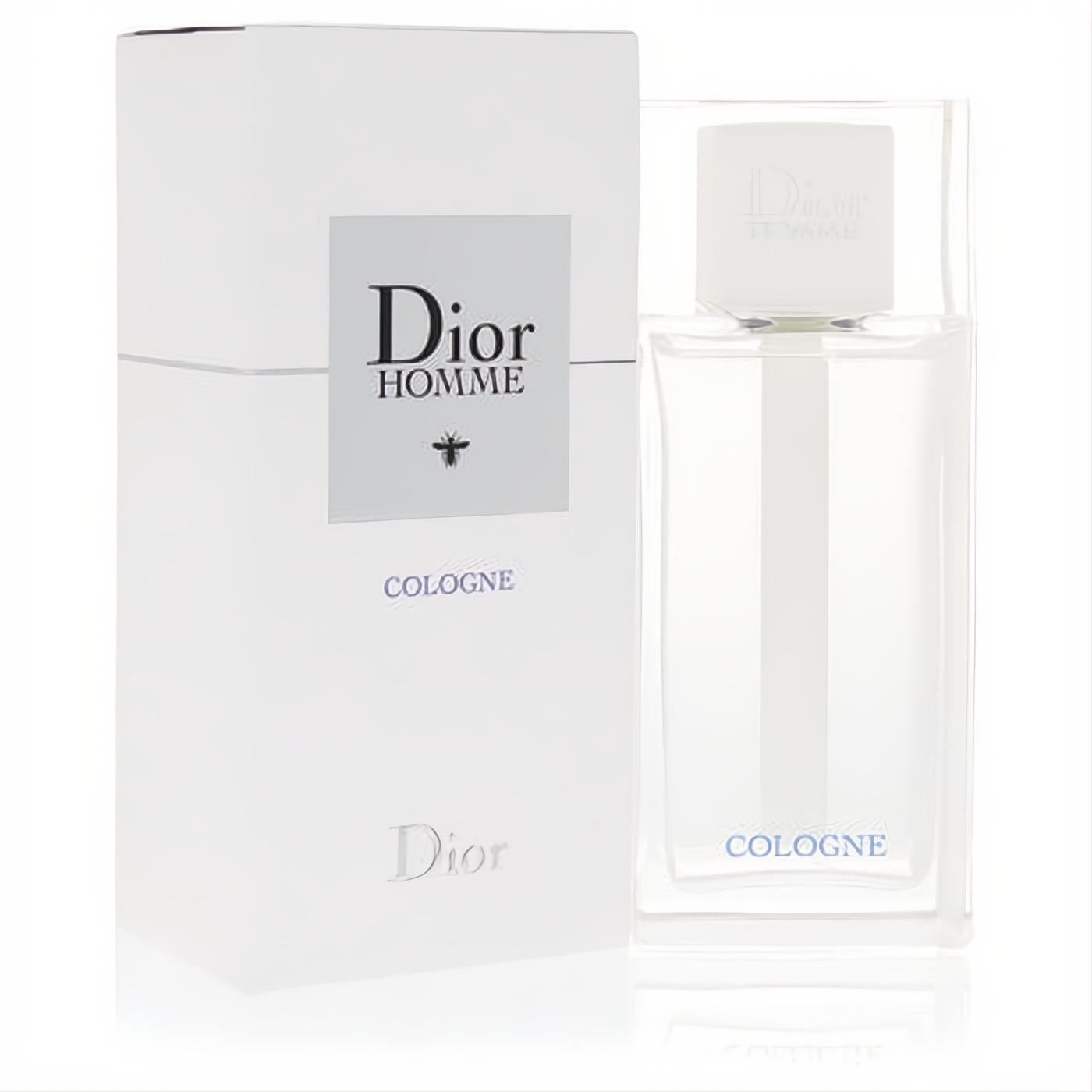 Dior Homme Eau De Toilette spray for men. Elegant white box and clear glass bottle, new 2020 packaging.