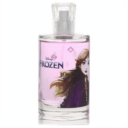 Charming Disney Frozen II Anna women's perfume spray. Pink fragrance in a clear glass bottle with a beautiful Anna illustration.