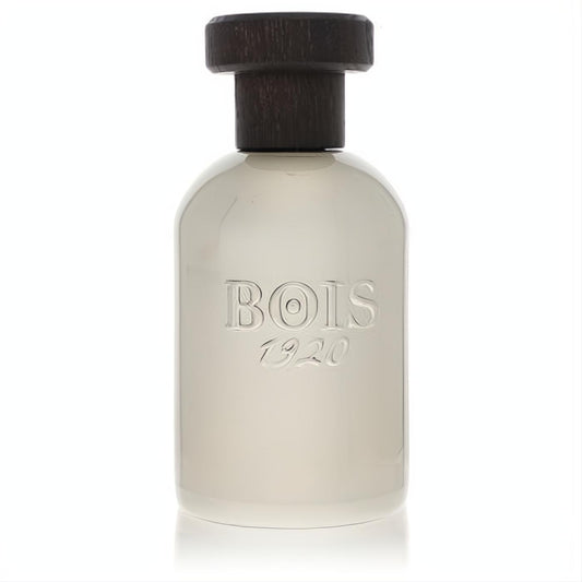 Elegant Bois 1920 Dolce di Giorno perfume in a sleek opaque grey glass bottle with a luxurious dark wood cap and embossed logo.