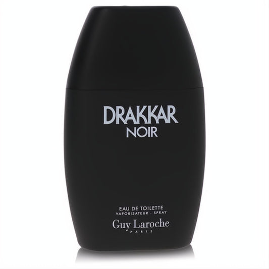 Sleek black matte Drakkar Noir Eau De Toilette spray bottle by Guy Laroche. Bold, classic men's fragrance.