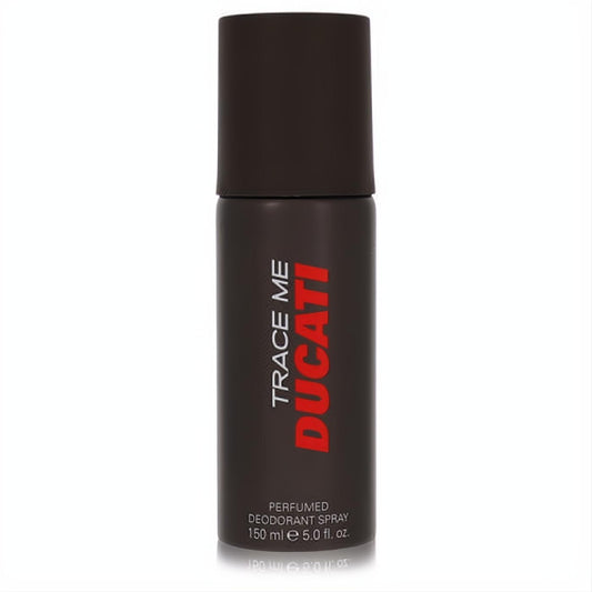 Unleash your active lifestyle with Ducati Trace Me 5 oz perfumed deodorant spray. Sleek matte dark brown bottle with bold red Ducati logo.