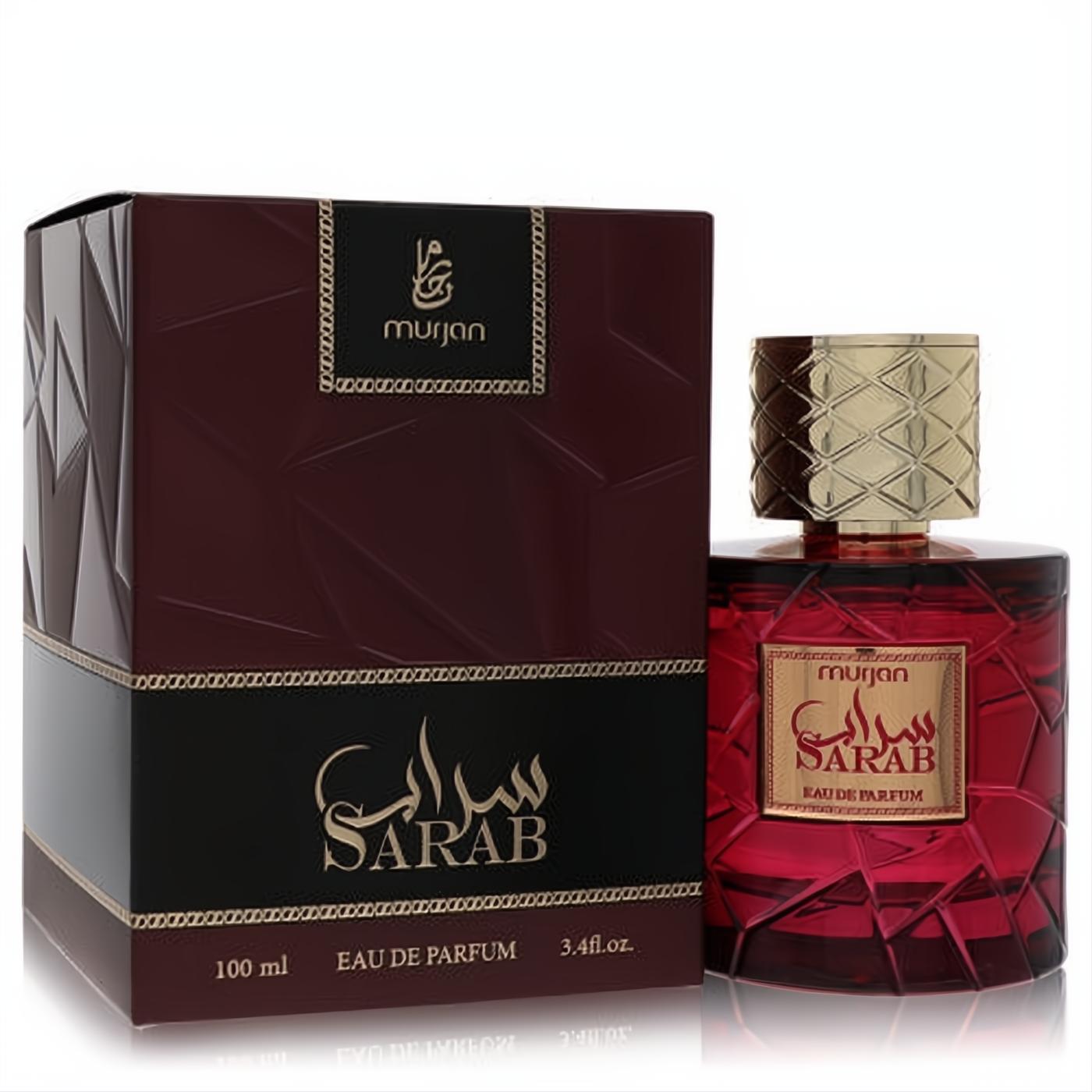 Dumont Murjan Sarab unisex Eau De Parfum. Elegant deep red faceted bottle with gold cap and matching red/black box. 3.4 oz.