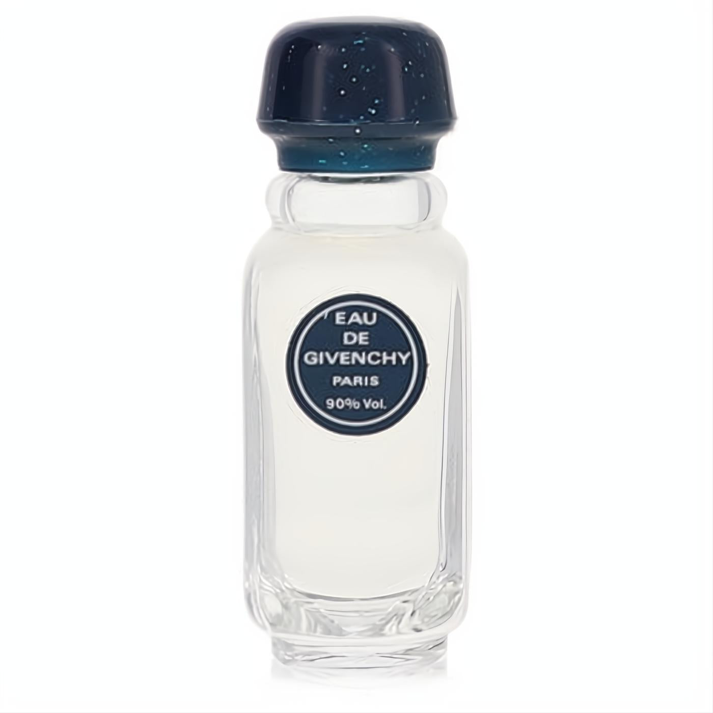 Givenchy Eau De Givenchy .14 oz mini EDT. Clear glass bottle with a distinctive dark blue speckled cap and elegant label.