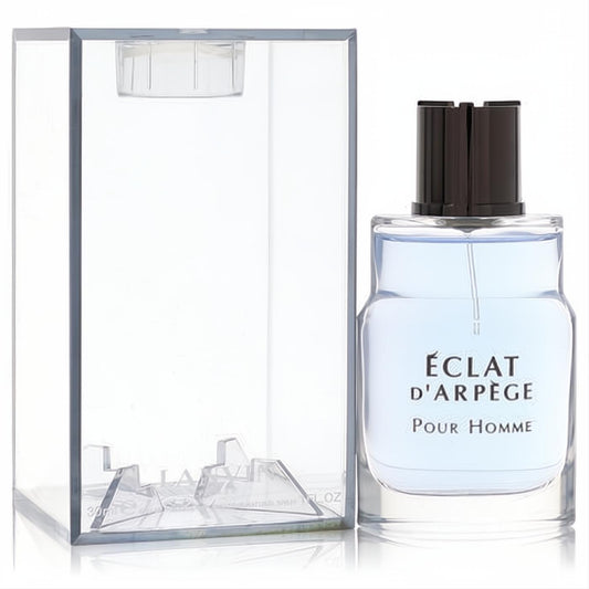 Lanvin Eclat D'Arpege Pour Homme 1.0 oz EDT. Elegant clear glass bottle, refreshing light blue cologne for men.