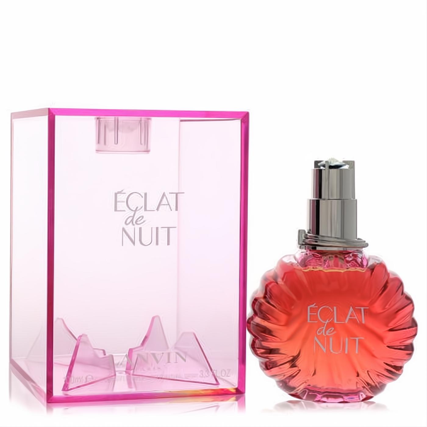 Lanvin Eclat De Nuit 3.3 oz women's perfume. Stunning coral fluted bottle and translucent pink box.
