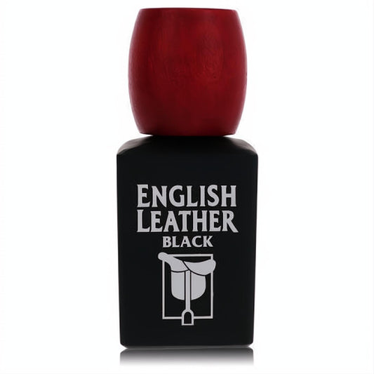 Bold English Leather Black men's cologne, 3.4 oz. Features a sleek matte black bottle with a distinctive red wooden cap and saddle logo.