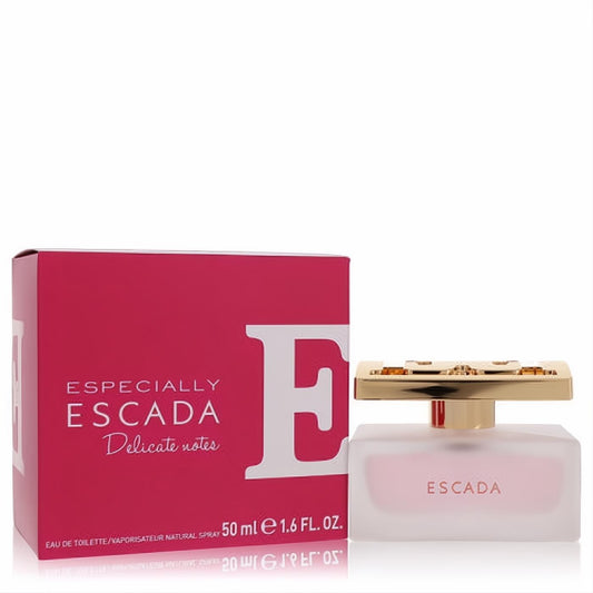 Especially Escada Delicate Notes 1.6 oz EDT. Frosted pink bottle, luxurious gold floral cap, vibrant pink box.**